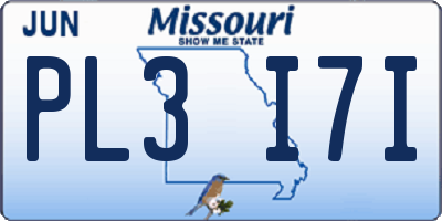 MO license plate PL3I7I