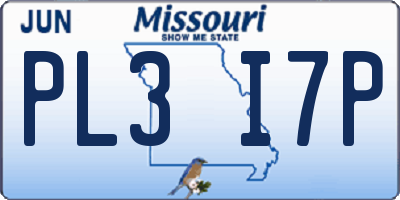 MO license plate PL3I7P