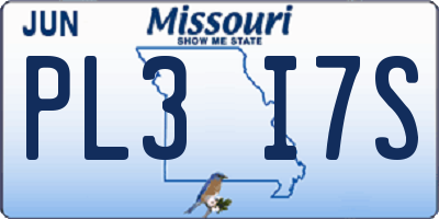 MO license plate PL3I7S