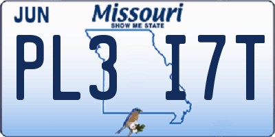 MO license plate PL3I7T