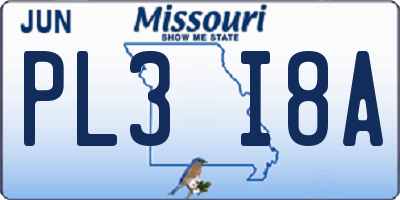 MO license plate PL3I8A