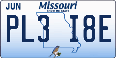 MO license plate PL3I8E