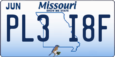 MO license plate PL3I8F