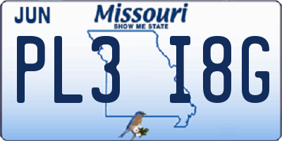 MO license plate PL3I8G