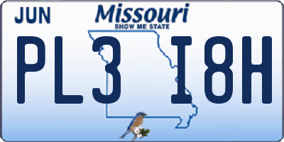 MO license plate PL3I8H