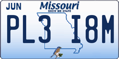 MO license plate PL3I8M