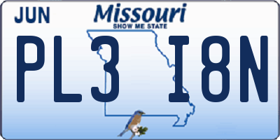 MO license plate PL3I8N