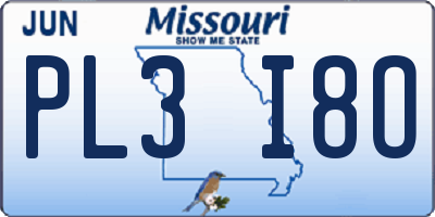 MO license plate PL3I8O