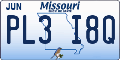 MO license plate PL3I8Q