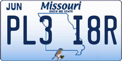 MO license plate PL3I8R