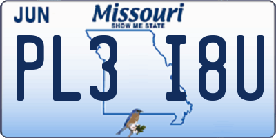 MO license plate PL3I8U