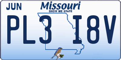 MO license plate PL3I8V