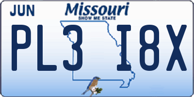 MO license plate PL3I8X