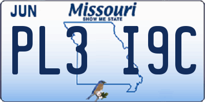 MO license plate PL3I9C