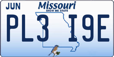MO license plate PL3I9E