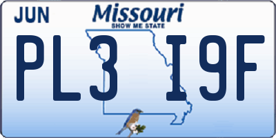 MO license plate PL3I9F