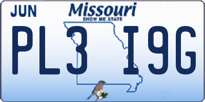 MO license plate PL3I9G