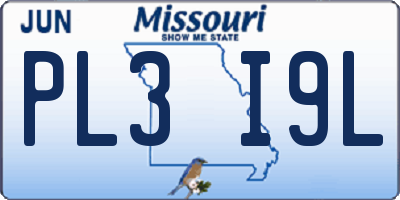 MO license plate PL3I9L