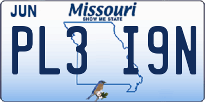 MO license plate PL3I9N
