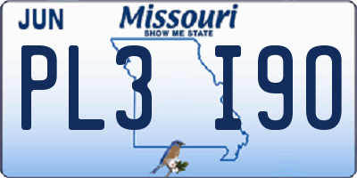 MO license plate PL3I9O
