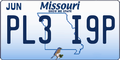 MO license plate PL3I9P