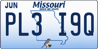 MO license plate PL3I9Q