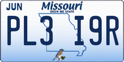 MO license plate PL3I9R