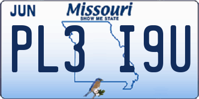 MO license plate PL3I9U