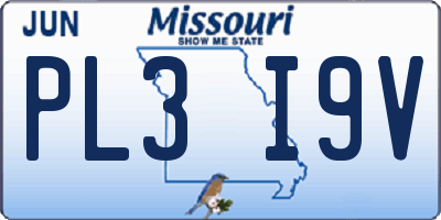MO license plate PL3I9V