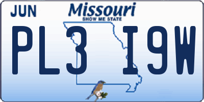 MO license plate PL3I9W