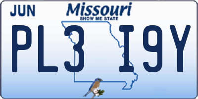 MO license plate PL3I9Y