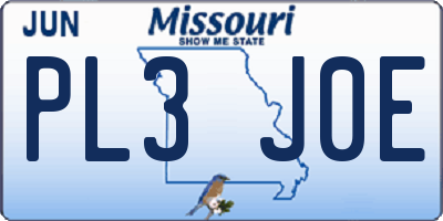 MO license plate PL3J0E