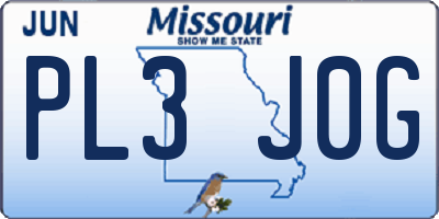 MO license plate PL3J0G