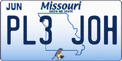 MO license plate PL3J0H