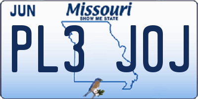 MO license plate PL3J0J