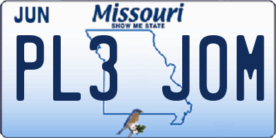 MO license plate PL3J0M
