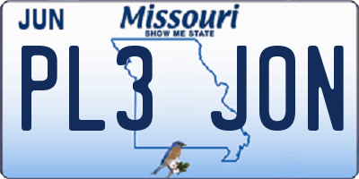 MO license plate PL3J0N