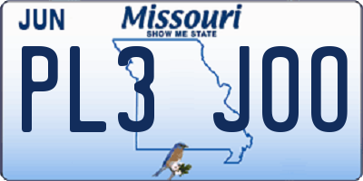MO license plate PL3J0O