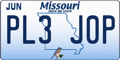 MO license plate PL3J0P