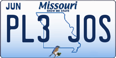 MO license plate PL3J0S