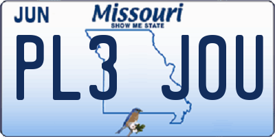 MO license plate PL3J0U