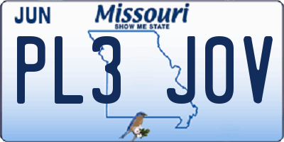 MO license plate PL3J0V