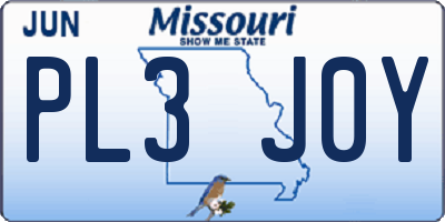 MO license plate PL3J0Y