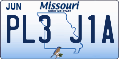 MO license plate PL3J1A