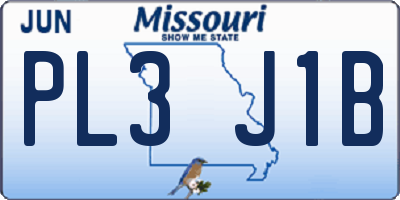 MO license plate PL3J1B