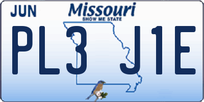 MO license plate PL3J1E
