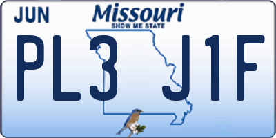 MO license plate PL3J1F