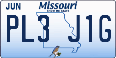 MO license plate PL3J1G