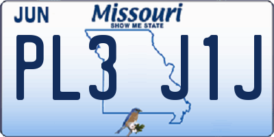 MO license plate PL3J1J