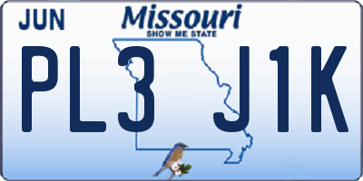 MO license plate PL3J1K
